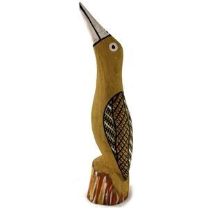 Hand Carved Wooden Brolga Crane Bird Sculpture Aboriginal Style Folk Art 9.5”